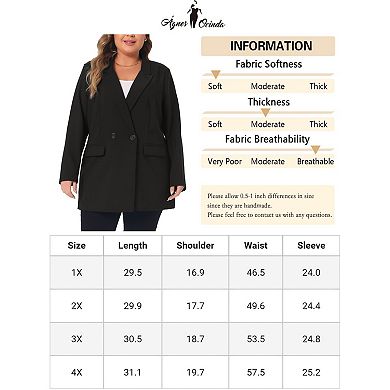 Plus Size Blazers For Women Lapel Button With Pockets Office Work Jackets Blazer