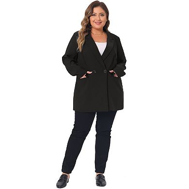 Plus Size Blazers For Women Lapel Button With Pockets Office Work Jackets Blazer