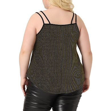 Plus Size Tops For Women Sleeveless V Neck Tank Cami Party Glitter Sparkle Tops