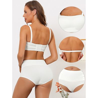 Women's Bandeau Bra Set Removable Straps Wirefree Non-slip Top Strapless Bra And Panty