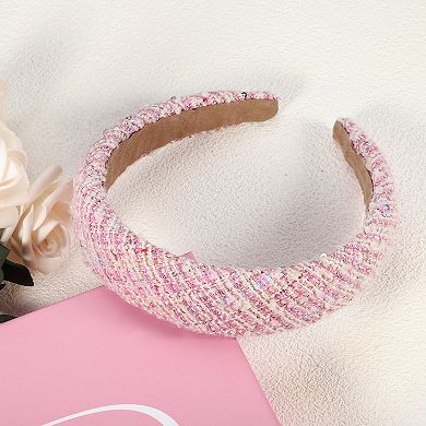 Retro Style Fabric Headband Classic Casual Style For Women Pink 5.31"x1.38"