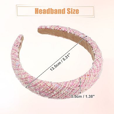 Retro Style Fabric Headband Classic Casual Style For Women Pink 5.31"x1.38"