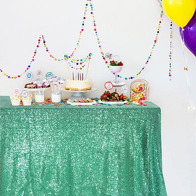 Sparkle Sequin Tablecloth Plastic For Banquet Party Decor Mint 88" X 130"