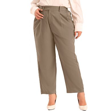 Women's Plus Size Pants High Elastic Waisted In The Back Trousers Long Straight Suit