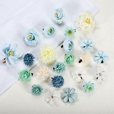 23pcs Women Flower Hair Clips Flower Hair Barrettes For Party Beach Blue