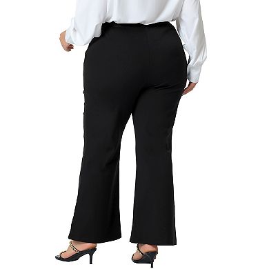 Plus Size Pants For Women Bell Bottom Flare Leg Stretchy High Waist With Pockets Long Pants