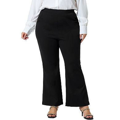 Plus Size Pants For Women Bell Bottom Flare Leg Stretchy High Waist With Pockets Long Pants