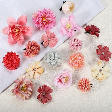 18pcs Women Flower Hair Clips Flower Hair Barrettes For Party Purple Pink