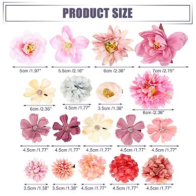 18pcs Women Flower Hair Clips Flower Hair Barrettes For Party Purple Pink