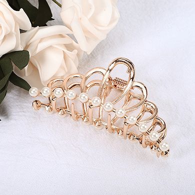 Faux Pearl Hair Claws Metal Crown Shape Hair Clips Hair Accessories For Women