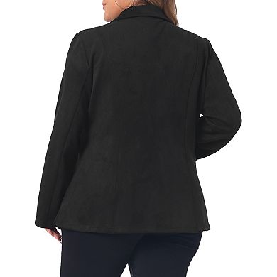 Faux Suede Jacket For Women Plus Size Lapel Work Casual Blazer Jackets
