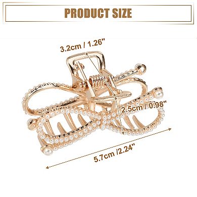 Butterfly Metal Hair Clip Faux Pearl Hair Claw Clip For Women Rose Gold Tone