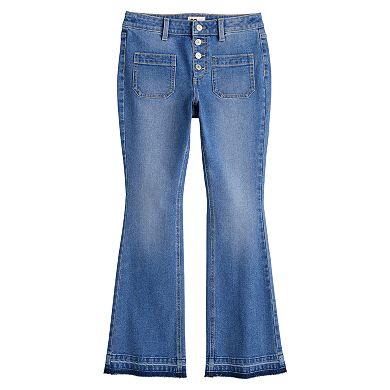 Girls 6-20 SO High Rise Patch Pocket Flare Jeans in Regular & Plus