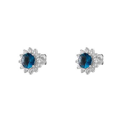 PRIMROSE Blue Spinel & Cubic Zirconia Starburst Stud Earrings