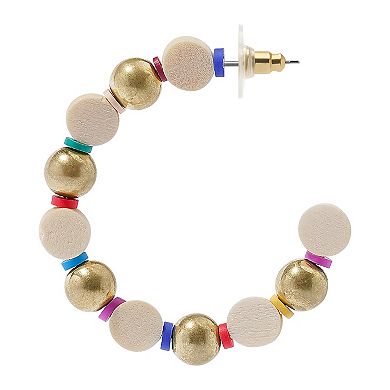 Sonoma Goods For Life® Gold Tone Multi-Color Disc Beaded J-Hoop Earrings