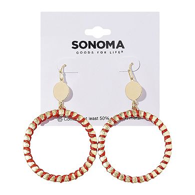 Sonoma Goods For Life® Gold Tone Orange Thread Wrapped Ring Drop Earrings