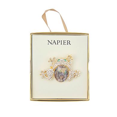 Napier Crystal Frog Pin