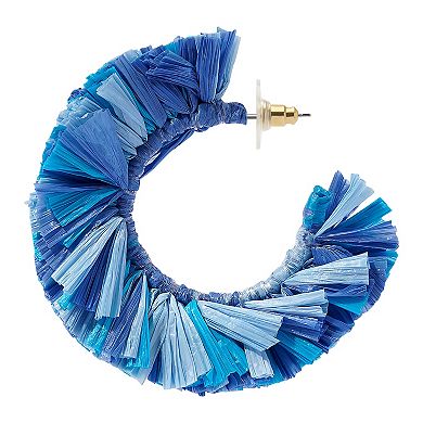 Sonoma Goods For Life® Blue & Aqua Raffia C-Hoop Earrings