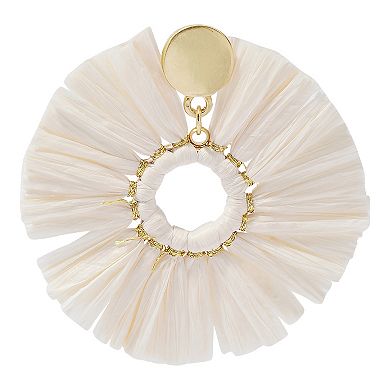 Sonoma Goods For Life® White Fanned Raffia Tassel Ring Drop Earrings