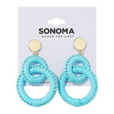 Sonoma Goods For Life® Gold Tone Blue Raffia Links Drop Earrings
