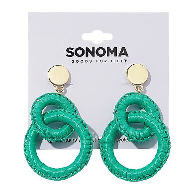 Sonoma Goods For Life® Gold Tone Green Raffia Links Drop Earrings