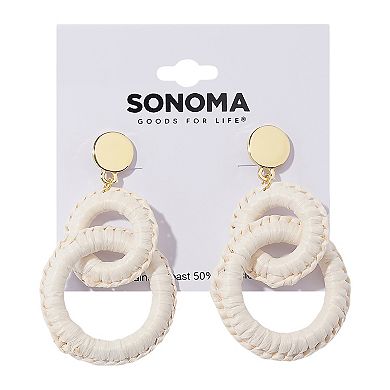 Sonoma Goods For Life® Gold Tone Cream Raffia Links Drop Earrings