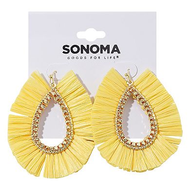 Sonoma Goods For Life® Gold Tone Yellow Raffia Oval Drop Earrings