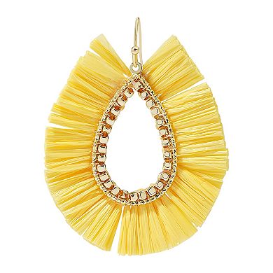 Sonoma Goods For Life® Gold Tone Yellow Raffia Oval Drop Earrings