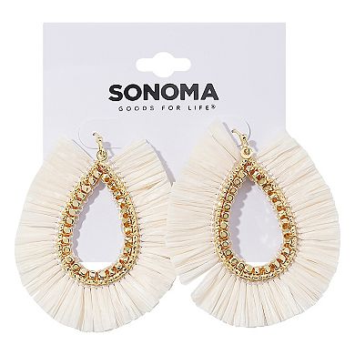 Sonoma Goods For Life® Gold Tone Cream Raffia Oval Drop Earrings