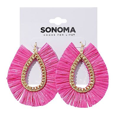 Sonoma Goods For Life?? Gold Tone Pink Raffia Oval Drop Earrings