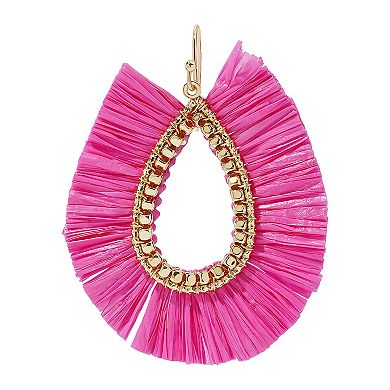 Sonoma Goods For Life?? Gold Tone Pink Raffia Oval Drop Earrings