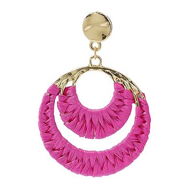 Sonoma Goods For Life® Gold Tone Pink Raffia Circle Drop Earrings