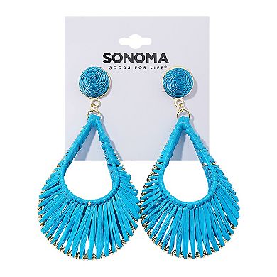 Sonoma Goods For Life® Blue Raffia Teardrop Drop Earrings