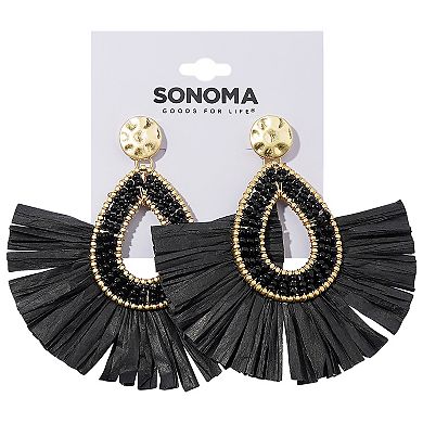 Sonoma Goods For Life® Gold Tone Black Raffia Fan Drop Earrings