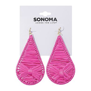 Sonoma Goods For Life® Fuchsia Raffia Bow Teardrop Drop Earrings