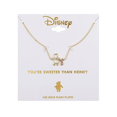 Disney's Winnie the Pooh Piglet & Pooh 14k Gold Flash Plated Cubic Zirconia Necklace