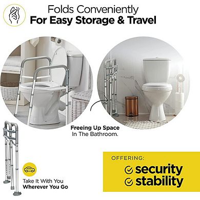 Toilet Safety Rail - Adjustable Detachable Toilet Safety Frame With Handles Stand Alone