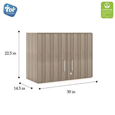 Tot Mate Classroom Storage 2-level Wall Cabinet, Adjustable Shelf and Locking Doors, Assembled