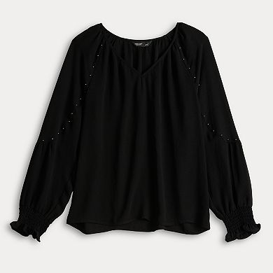 Women's Simply Vera Vera Wang Studded Long Sleeve Blouse