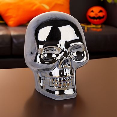 Halloween Metallic Skull Table Decor