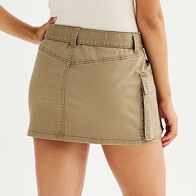 Juniors' Vanilla Star Belted Cargo Mini Skirt