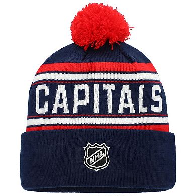 Youth Navy Washington Capitals Third Jersey Jacquard Cuffed Knit Hat with Pom