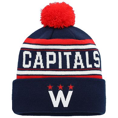 Youth Navy Washington Capitals Third Jersey Jacquard Cuffed Knit Hat with Pom