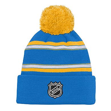 Youth Blue St. Louis Blues Third Jersey Jacquard Cuffed Knit Hat with Pom