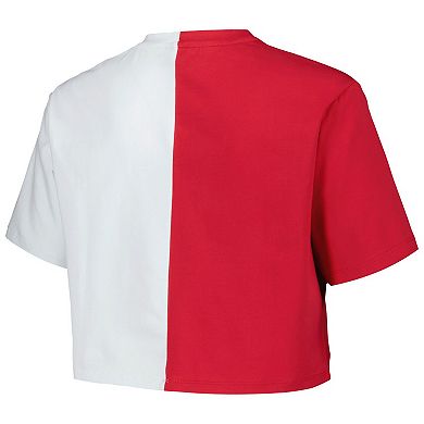 Women's Hype and Vice Crimson/White Alabama Crimson Tide Color Block Brandy Cropped T-Shirt