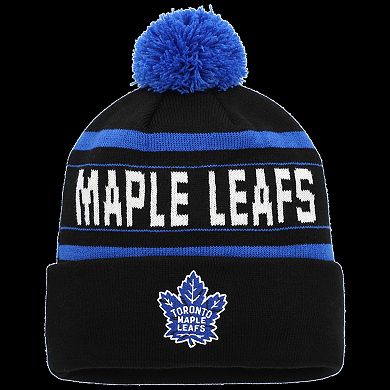 Youth Black Toronto Maple Leafs Third Jersey Jacquard Cuffed Knit Hat with Pom