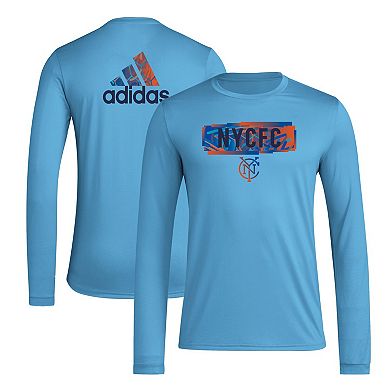 Men's adidas Sky Blue New York City FC Local Pop AEROREADY Long Sleeve T-Shirt
