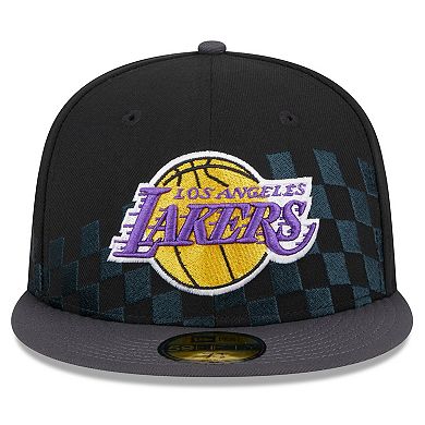 Men's New Era Black Los Angeles Lakers 2024 NBA All-Star Game Rally Drive Checkerboard 59FIFTY Crown Fitted Hat