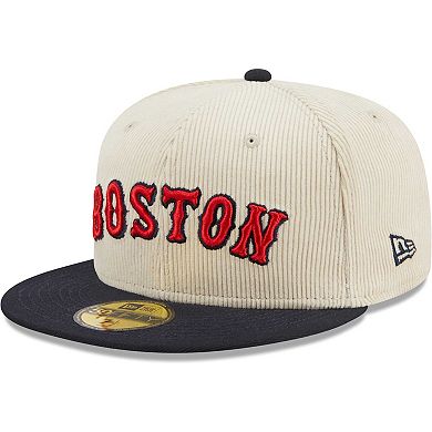 Men's New Era White Boston Red Sox  Corduroy Classic 59FIFTY Fitted Hat