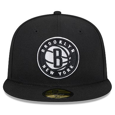 Men's New Era Black Brooklyn Nets  Rally Drive Side Patch 59FIFTY Fitted Hat